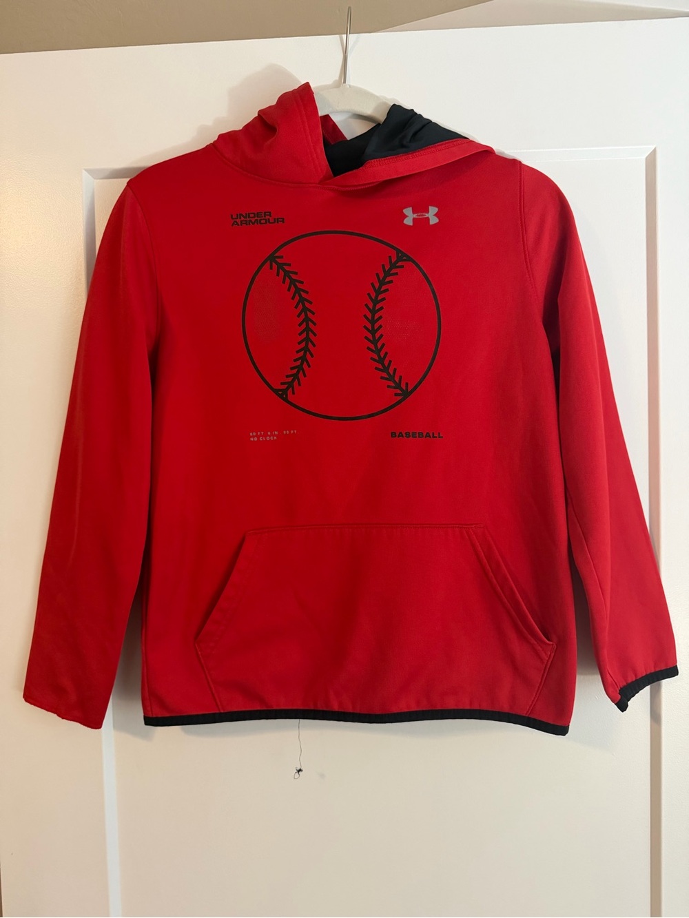 Under Armour Boys Red Baseball Hoodie Youth Size L